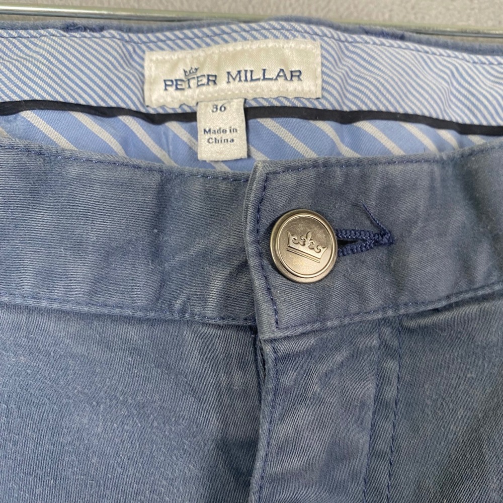 Peter Millar Mens 36 Blue Gray Twill Five Pocket Straight Leg Pants Casual Chino - Picture 3 of 9
